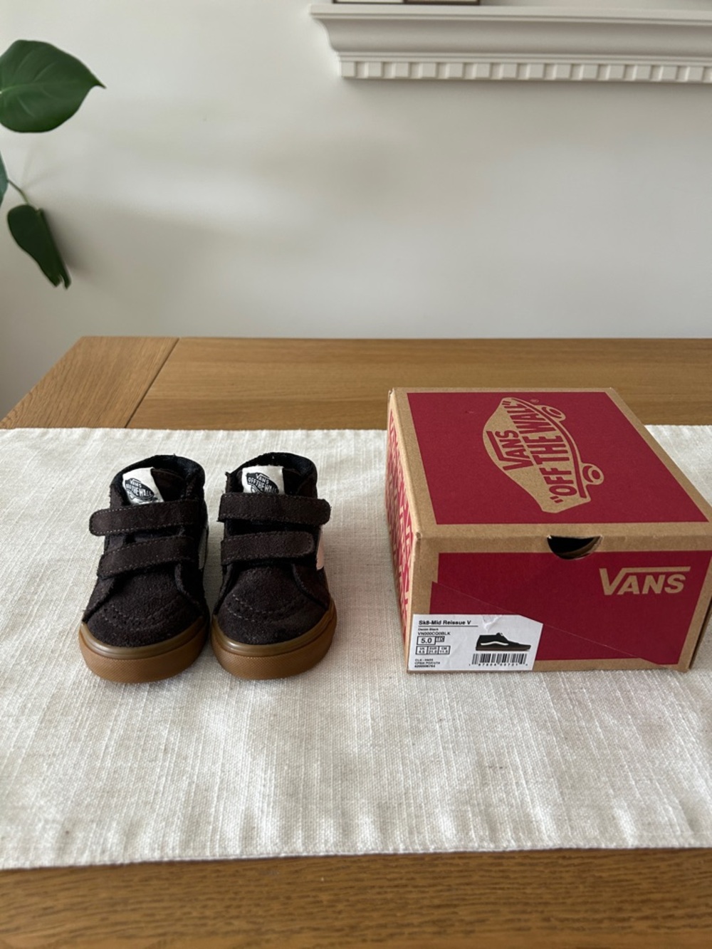 Vans Toddler Dark Brown High-Top Sneakers with Gum Outsole